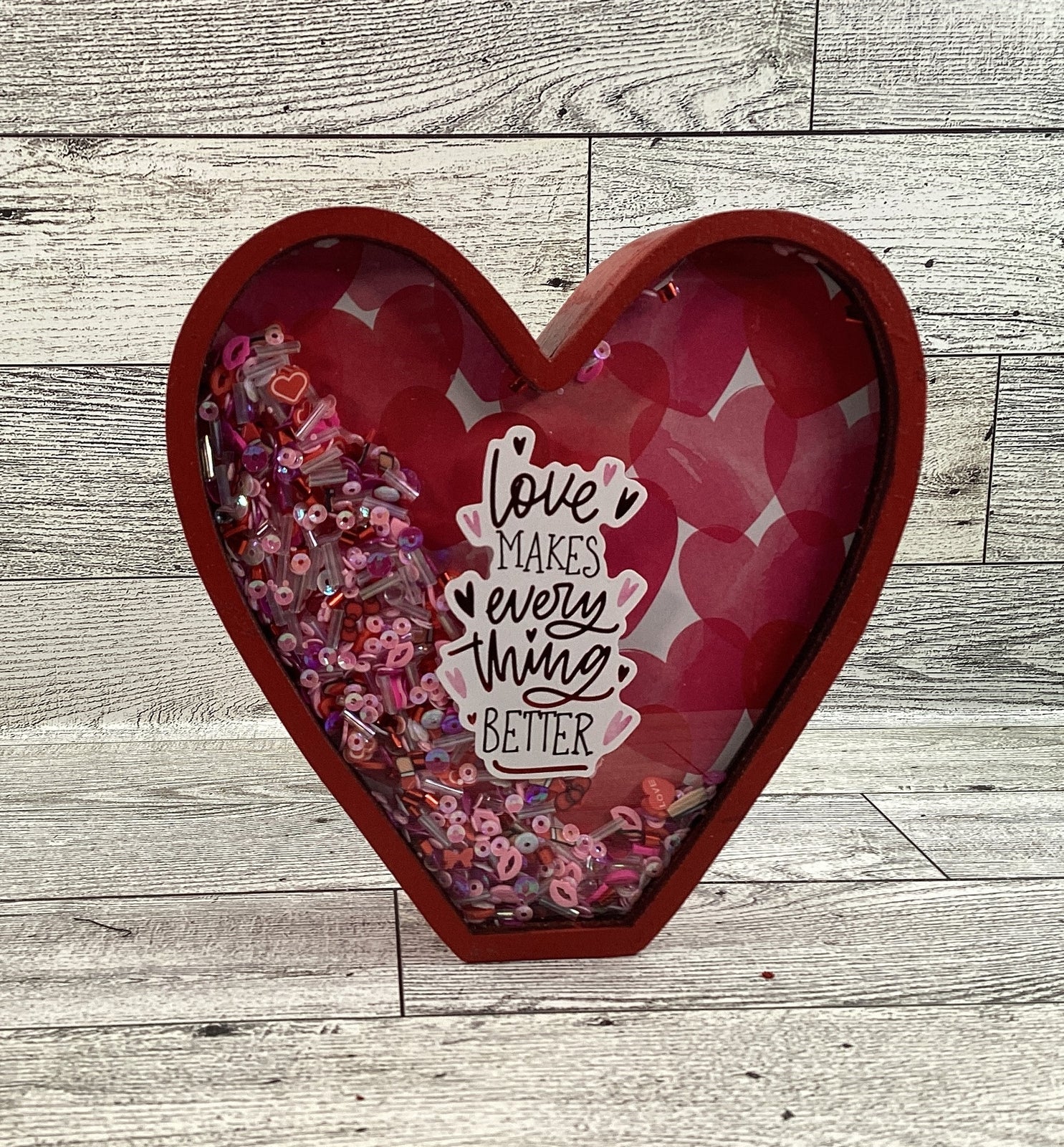 AGD  Valentines Decor - Love Makes Better Heart Chunky Wood Shaker