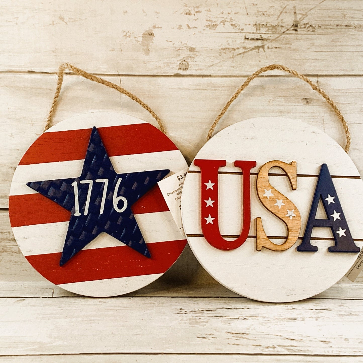 HL Patriotic Supply - 3-D USA 1776 Ship-lap Ornaments 2pc