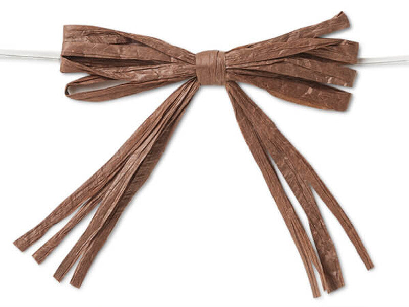 NW Craft Supply - Pre-Tied Raffia Bows Brown Chocolate 18pc