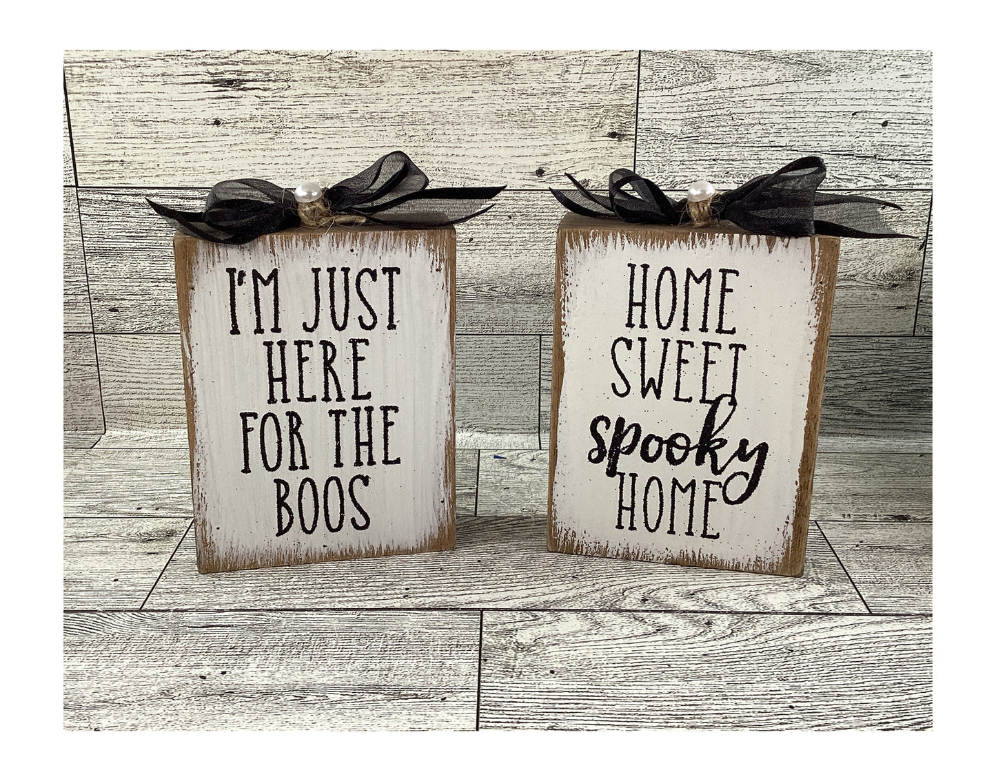 AGD Halloween Decor - Black Ghosts Sweet Home Houses Tier Tray 4pc