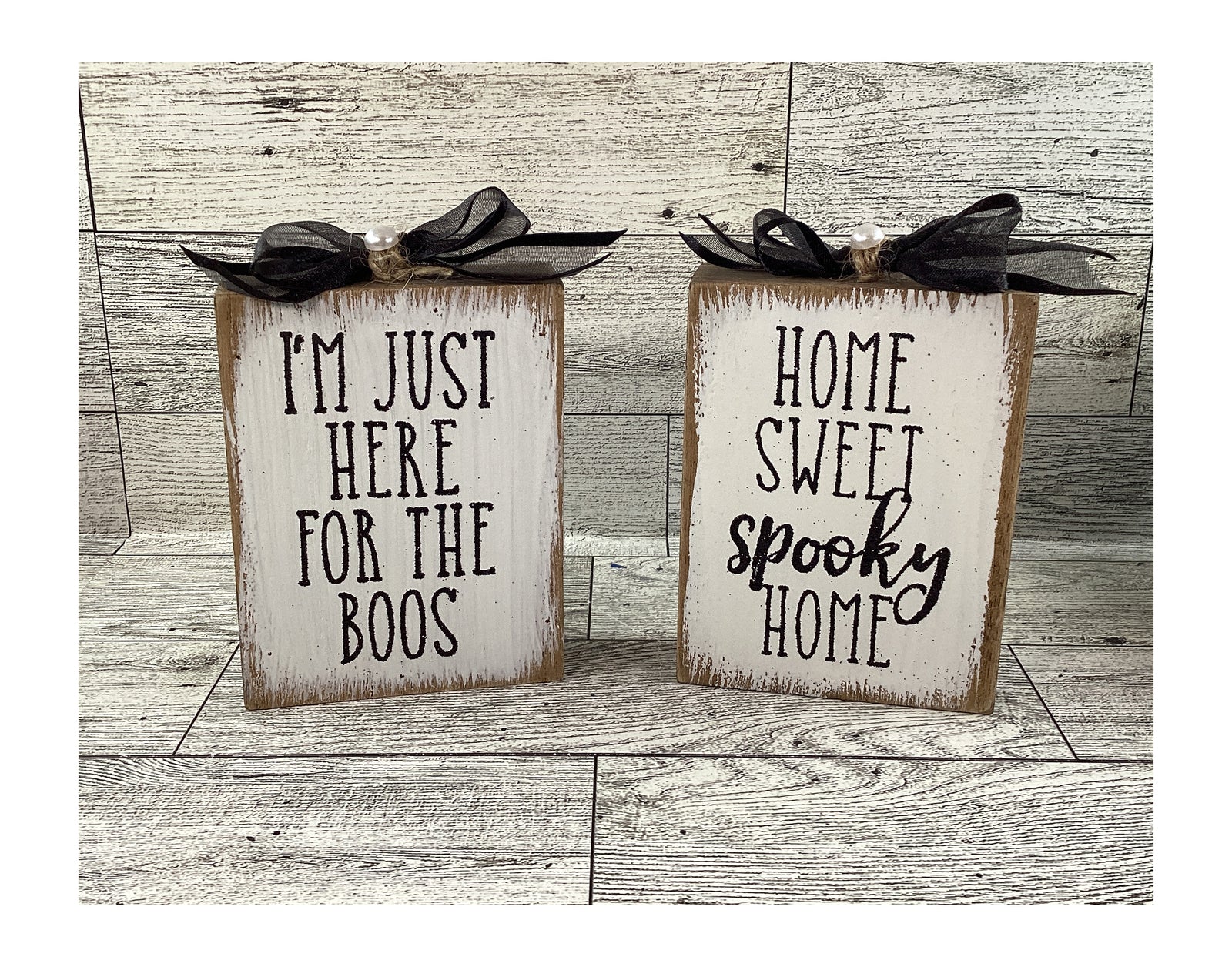 AGD Halloween Decor - Black Ghosts Sweet Home Houses Tier Tray 4pc