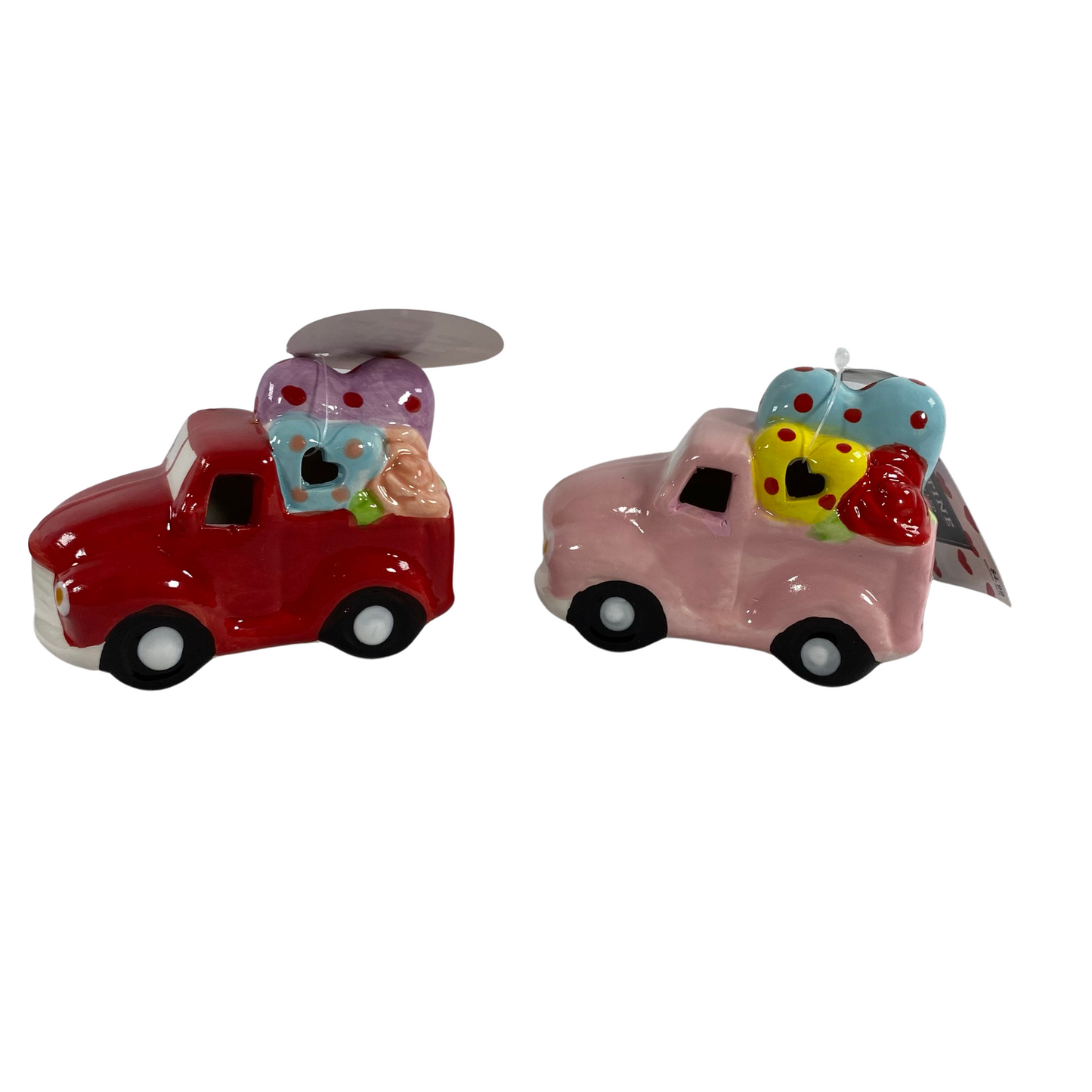 AGD Valentines Decor - Chunky Heart and Ceramic Light Up Trucks