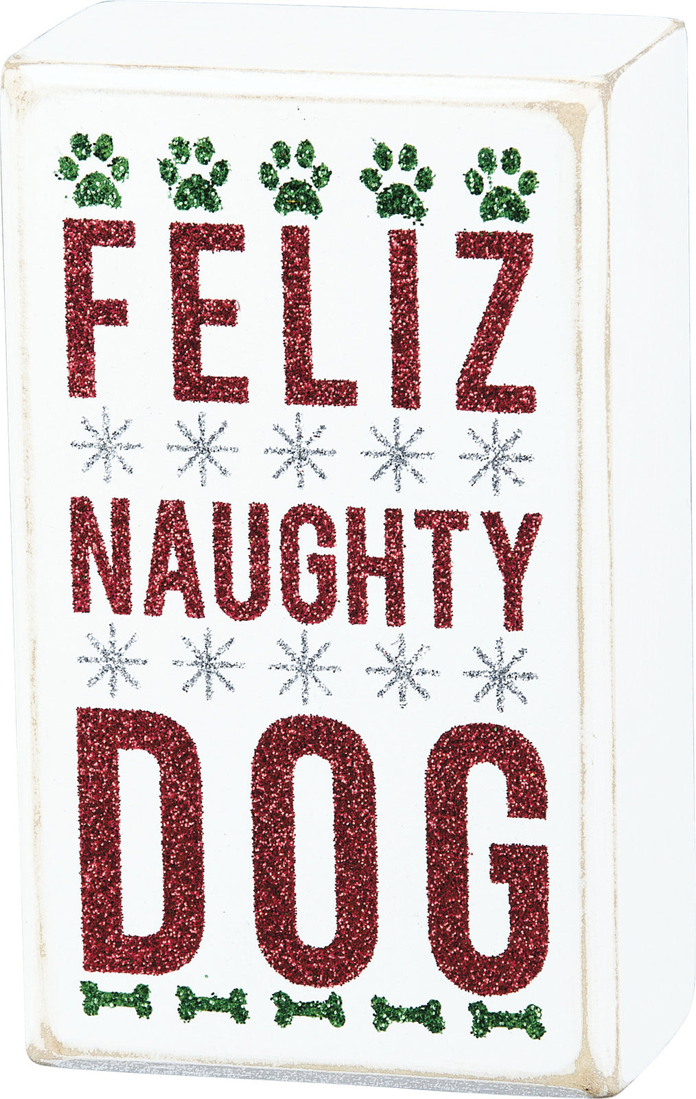 PBK Christmas Decor - Feliz Naughty Dog Box Sign