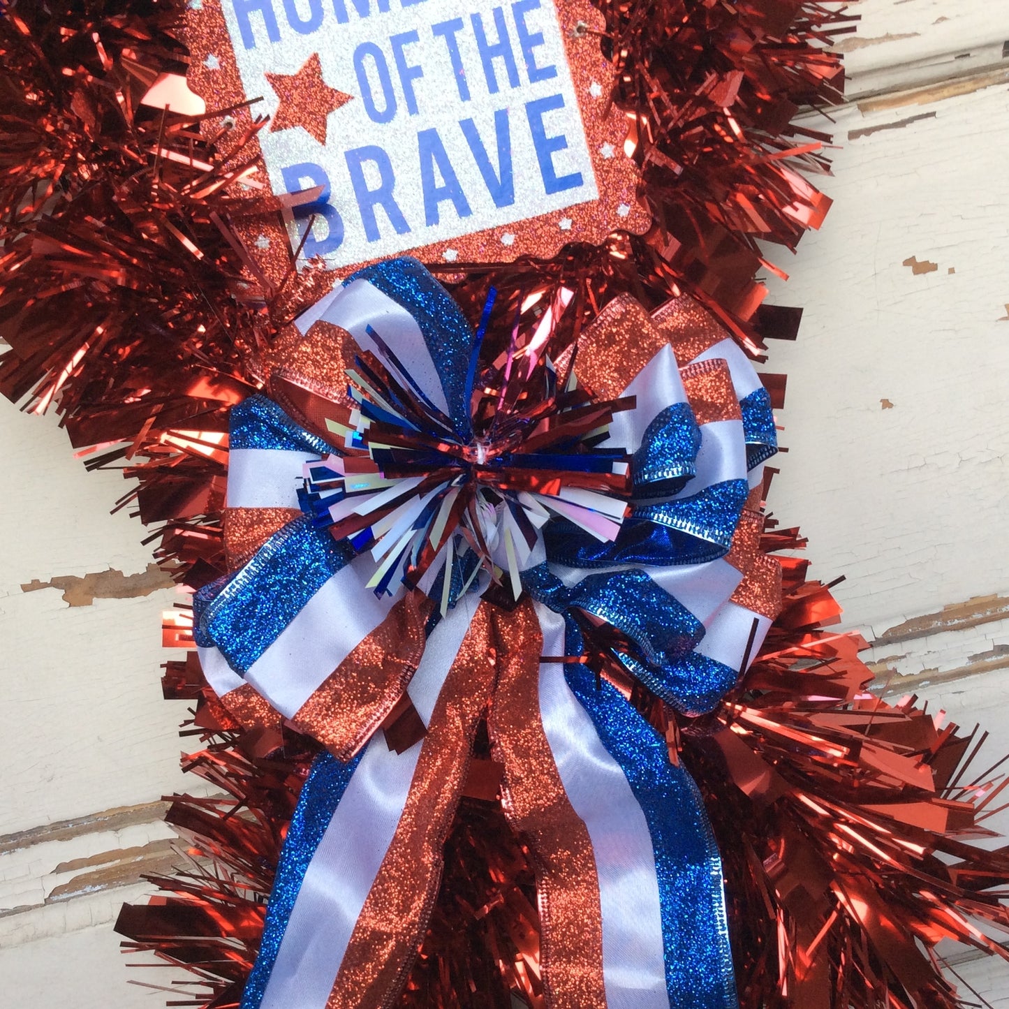 AGD Patriotic Decor - Home of the Brave Ribbon Memorial Wreath