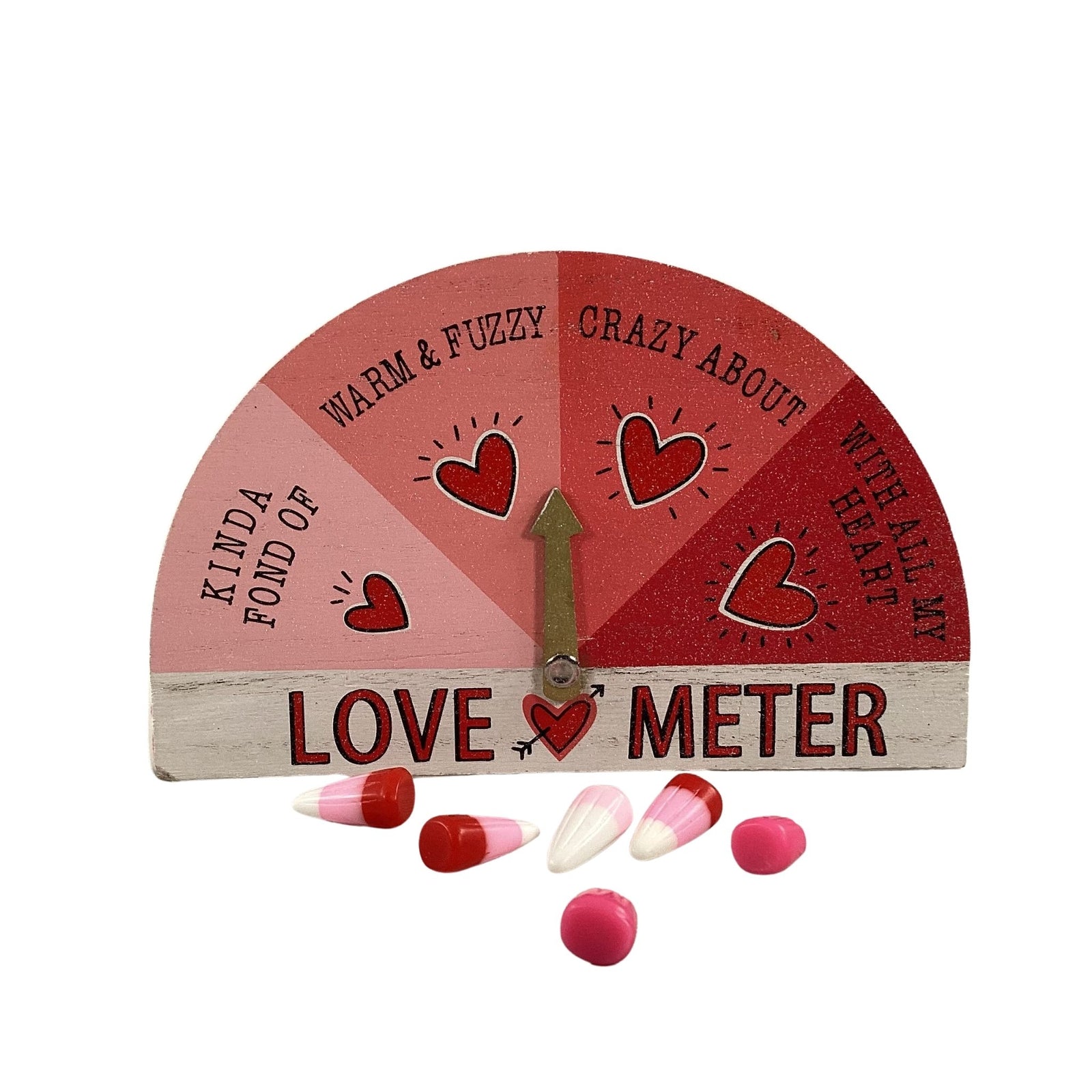 AGD Valentines Decor - Love Meter Wood Tabletop Sitter