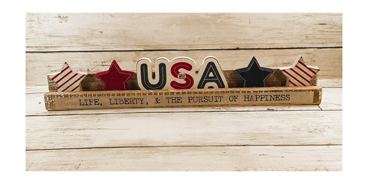 AGD Patriotic Decor - July 4th Life Liberty Happiness Tile Ledger Board