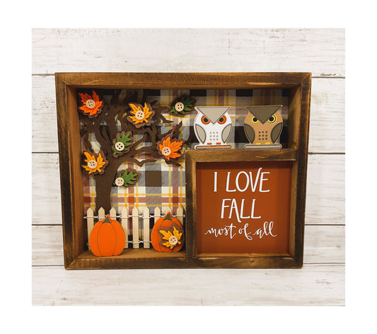 AGD Fall Decor - Love Fall Most Of All Inset Shadow Diorama Box Sign
