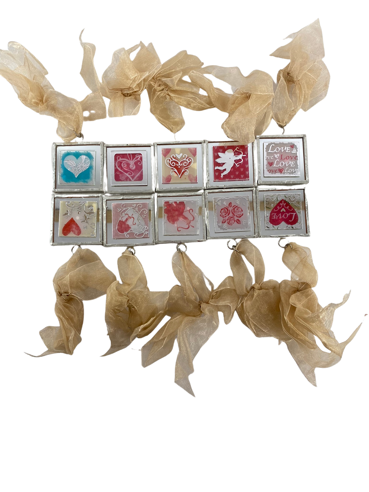 AGD Valentines Decor - Romantic Heart Themed Mirror Ornaments 10pc