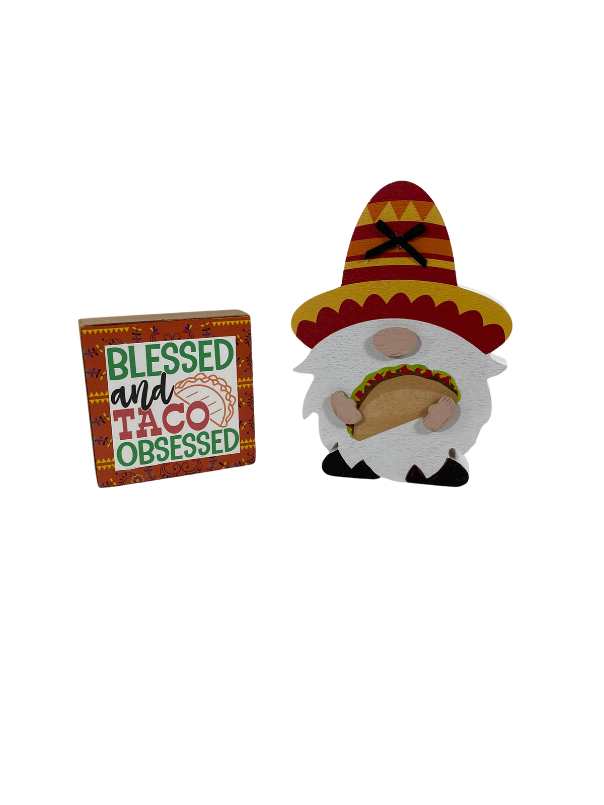 AGD Cinco De Mayo Decor -  Blessed Taco Obsessed Gnome Tier Tray 2pc