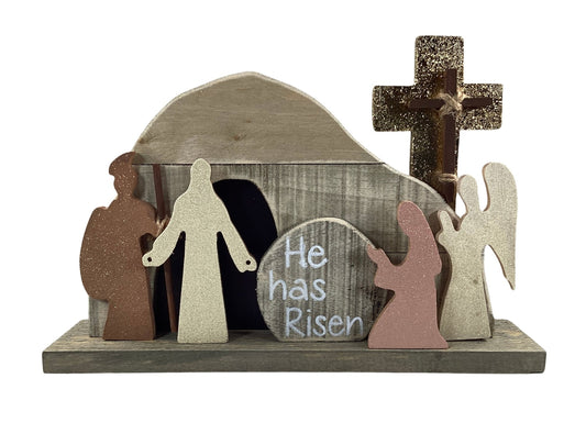 AGD Easter Decor - Jesus Wood Resurrection Tomb Scene
