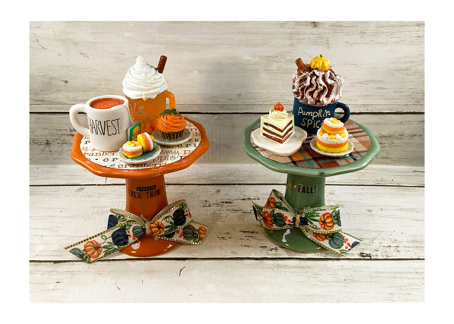 AGD Fall Decor - Pumpkin Spice Latte Pie Dessert Cupcake Risers 2pc
