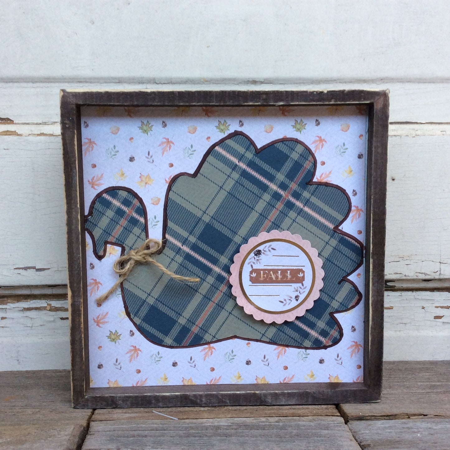 AGD Fall Decor -  Prim Fall Plaid Turkey Inset Sign