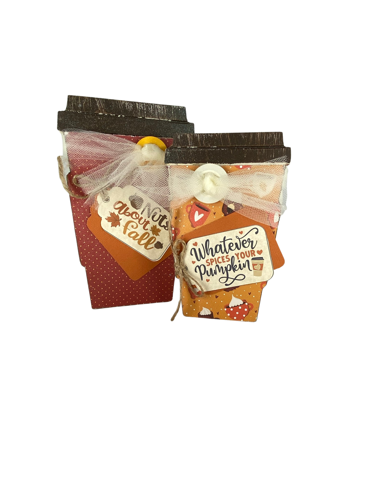 AGD Fall Decor - Pumpkin Spice Coffee Cup Reversible MDF Wood 2pc set