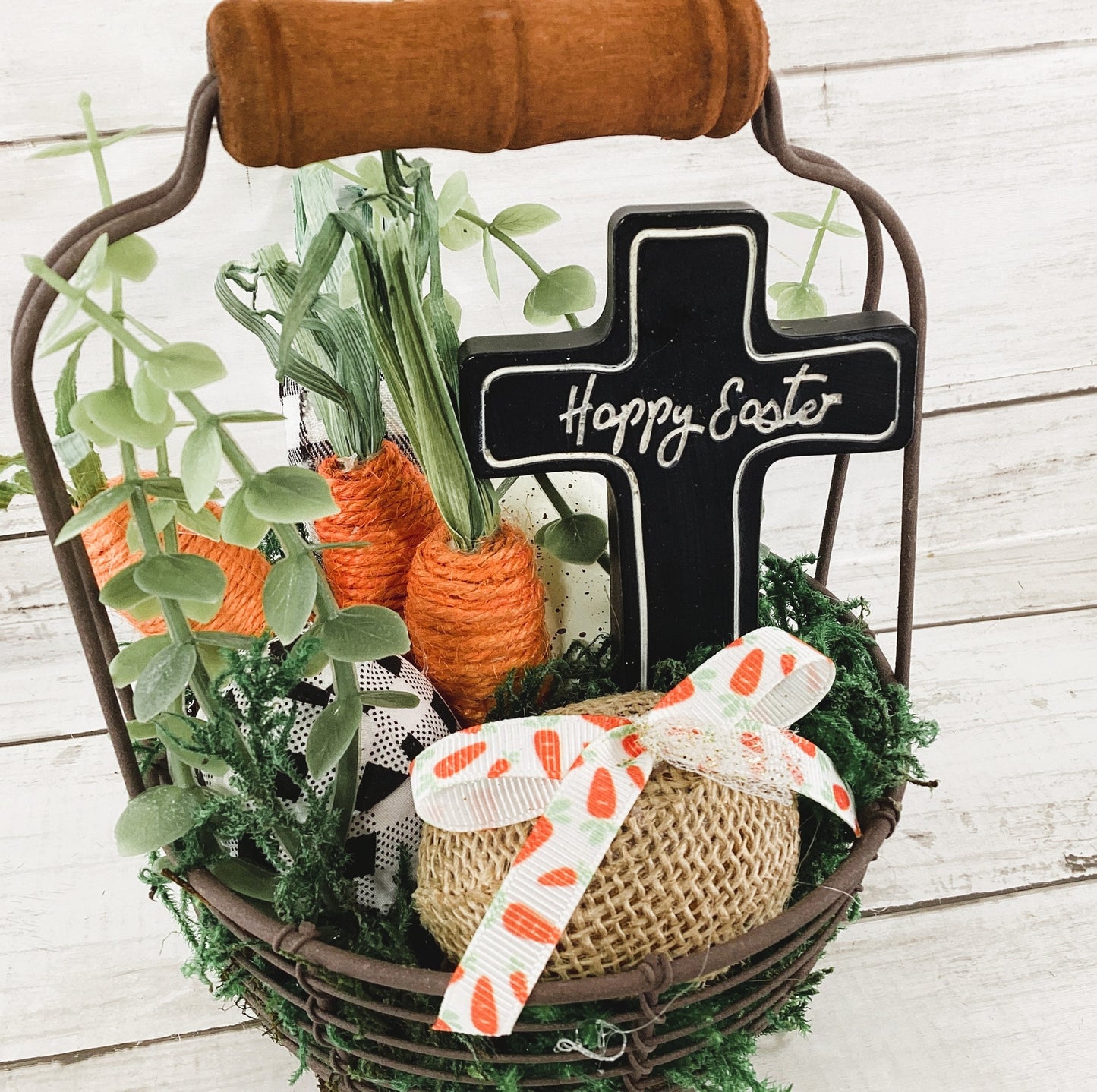 AGD Easter Decor - Egg Carrot Cross Filled Wire Basket