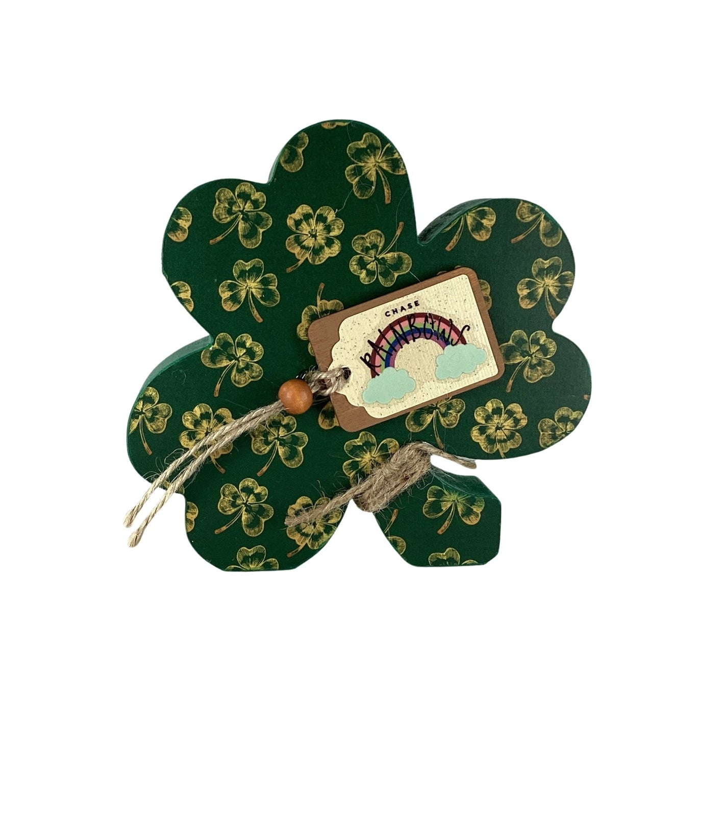 AGD Saint Patrick Decor - Chunky Wood Shamrock Sitter 3pc Set
