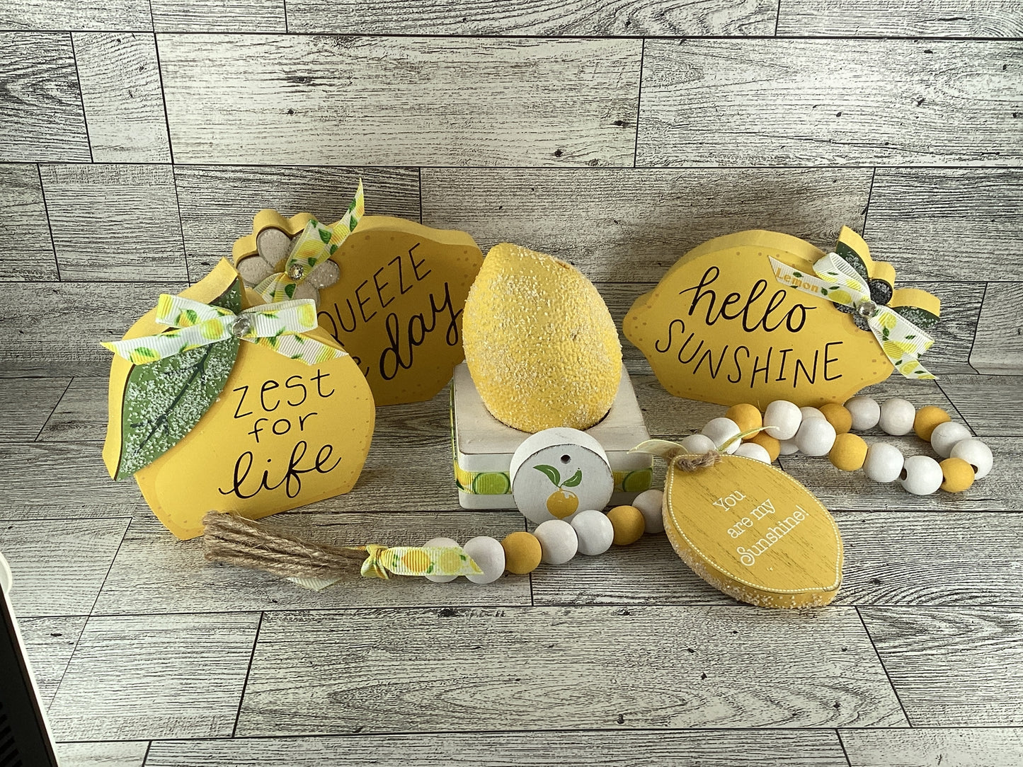 AGD Spring Decor - Summer Lemon Theme Tier Tray Decor 5pc Set