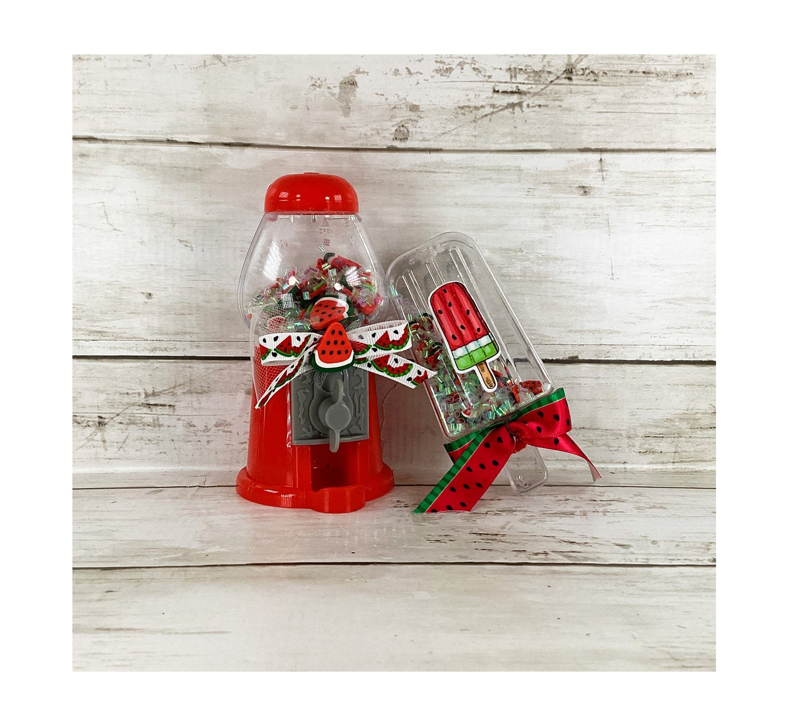 AGD Summer Decor - Watermelon Theme Gumball Popsicle Shaker 2pc Set