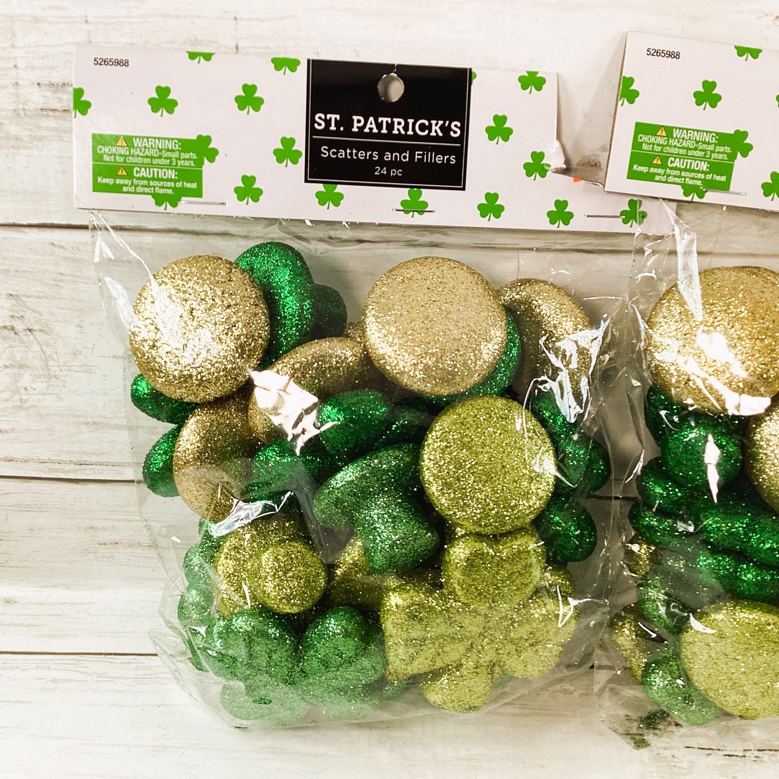 HL St Patricks Decor - Foam Glitter Irish Icon Table Scatters 2pks