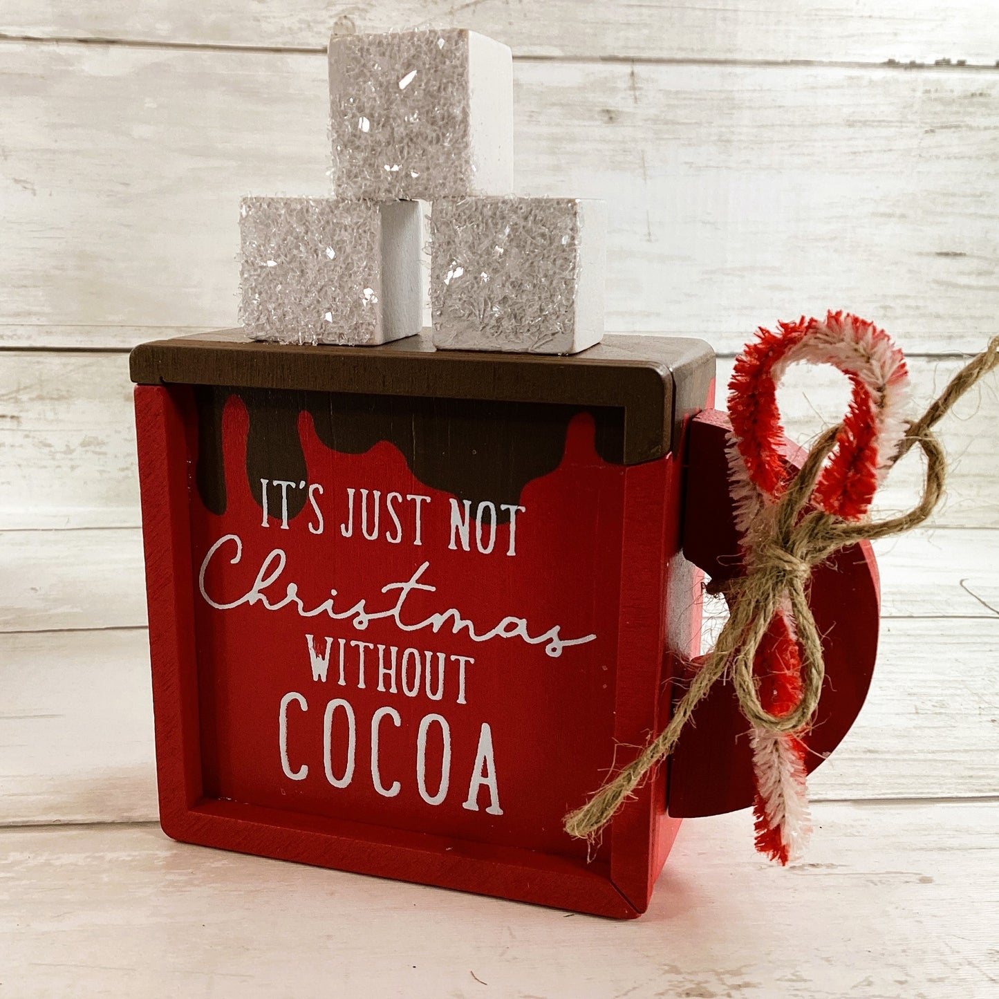 AGD Christmas Decor - Wood Mug Hot Chocolate Theme Tier Tray 3pc