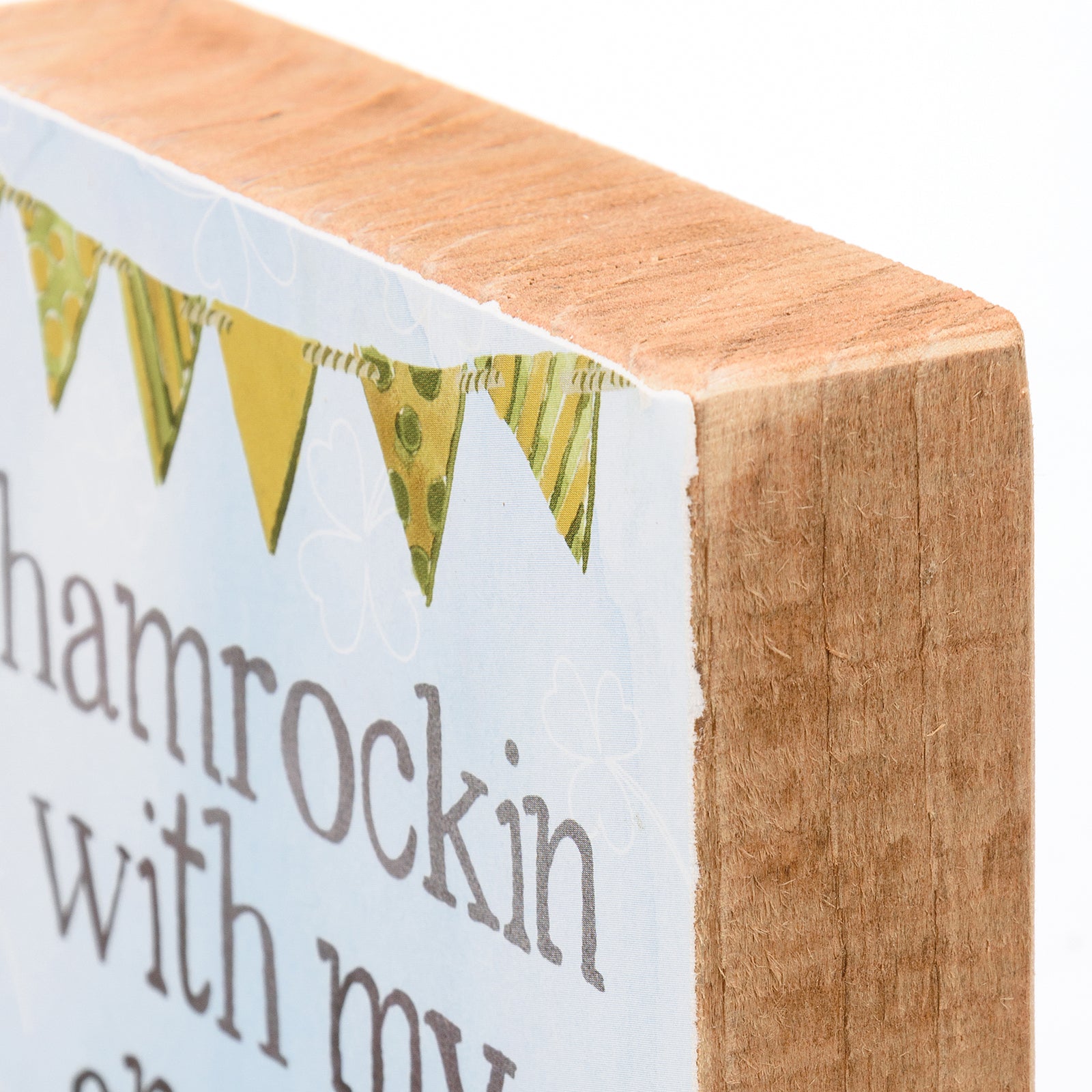 PBK St Patricks Decor - Shamrockin with My Gnomies Block Tier Tray Sign
