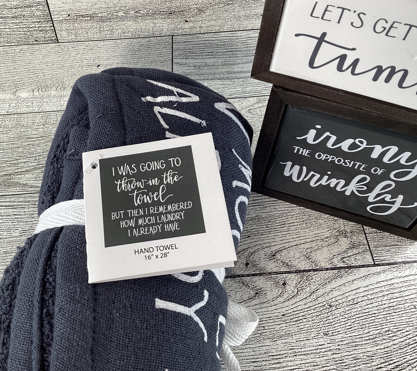 PBK Home Decor - Gray Laundry Room Towel Box Sign 3pc Set
