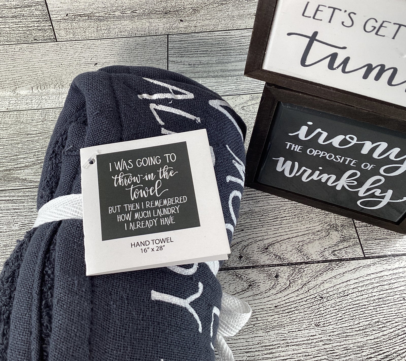 PBK Home Decor - Gray Laundry Room Towel Box Sign 3pc Set
