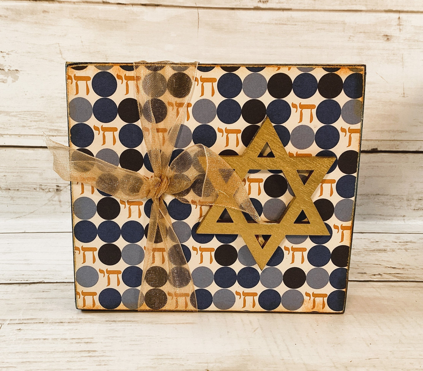 AGD Jewish Decor - Hanukkah Star of David Shalom Block Signs 2pc