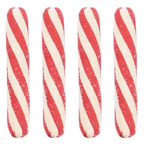 CWI Christmas Decor - Prim Fabric Stuffed Candy Cane Stick 4pc Set