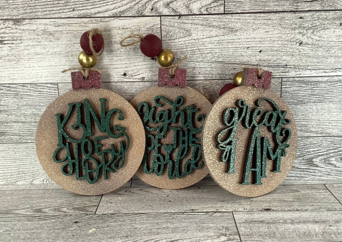 AGD Christmas Decor -  Names of God Advent Layered Wood Ornaments 12pc