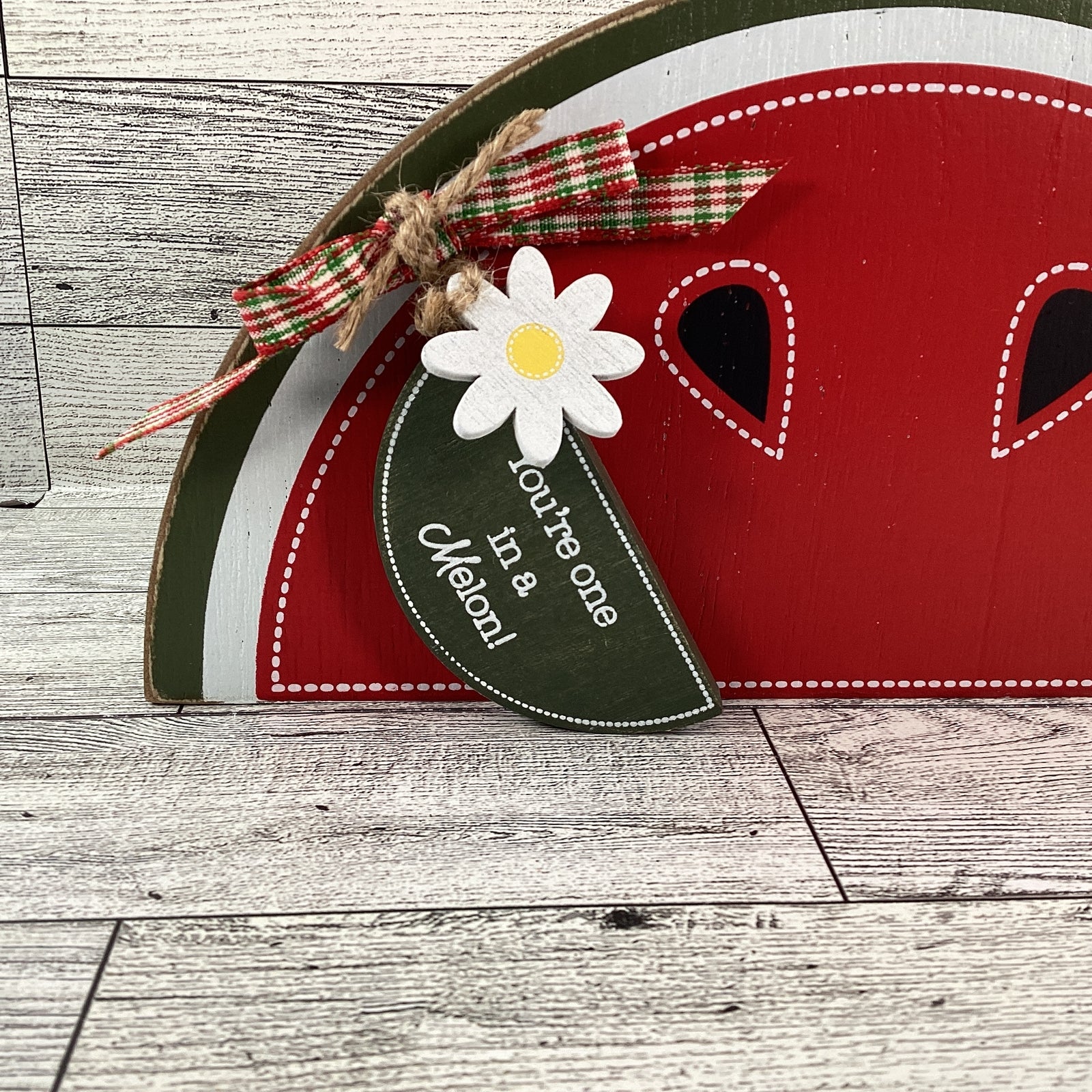 Summer Decor - One In A Melon Chunky Wood Watermelon Sitter