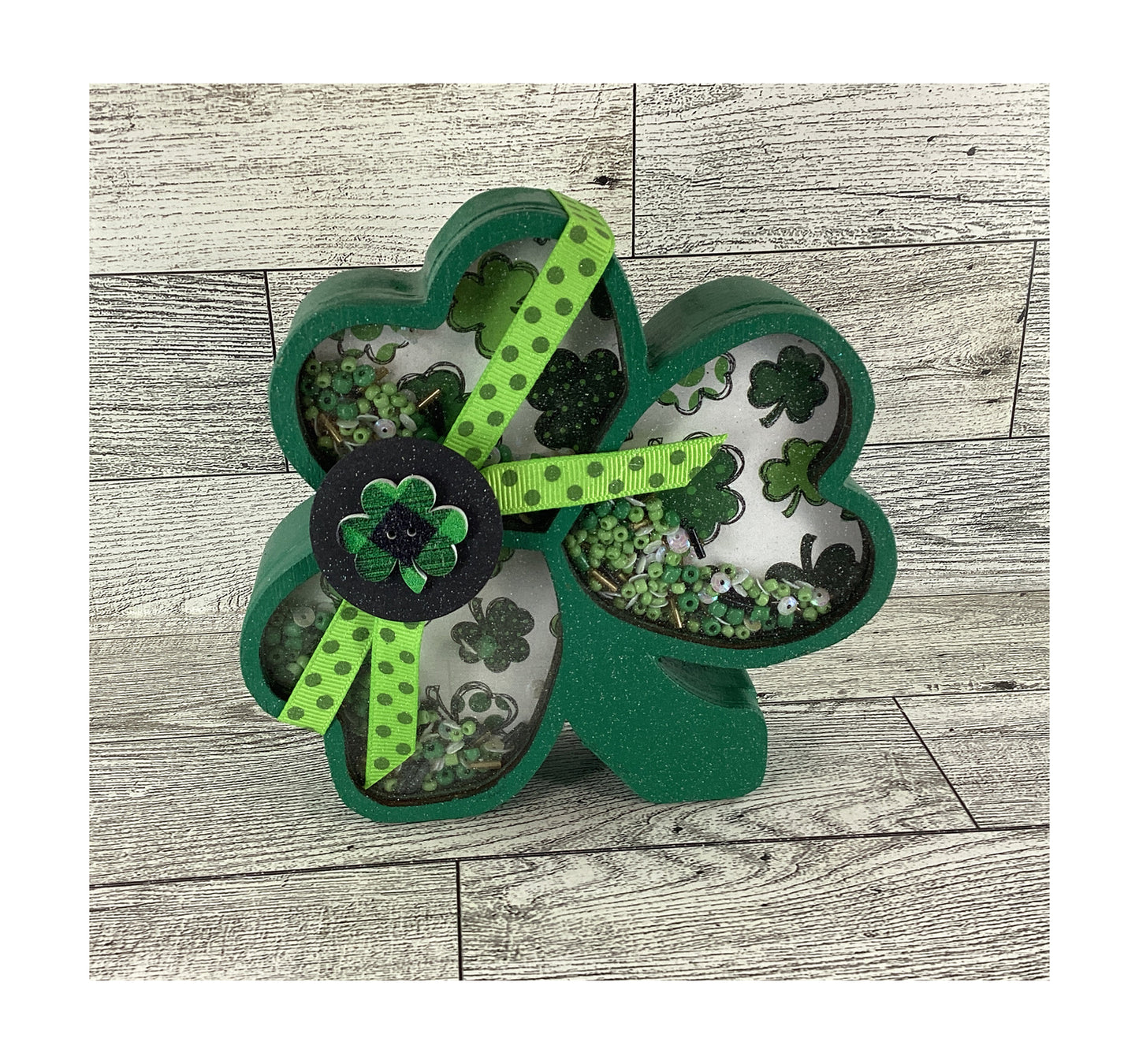 AGD Saint Patrick Decor - Irish Shamrock Chunky Wood Shaker Sitter