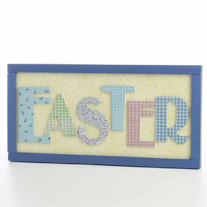 OWI "Easter" Gingham Spring Color Shelf Sitter or Wall Plaque