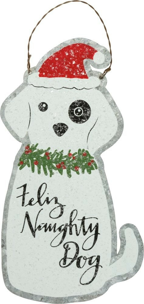 PBK Christmas Decor - Naughty Dog Puppy Tin Ornament