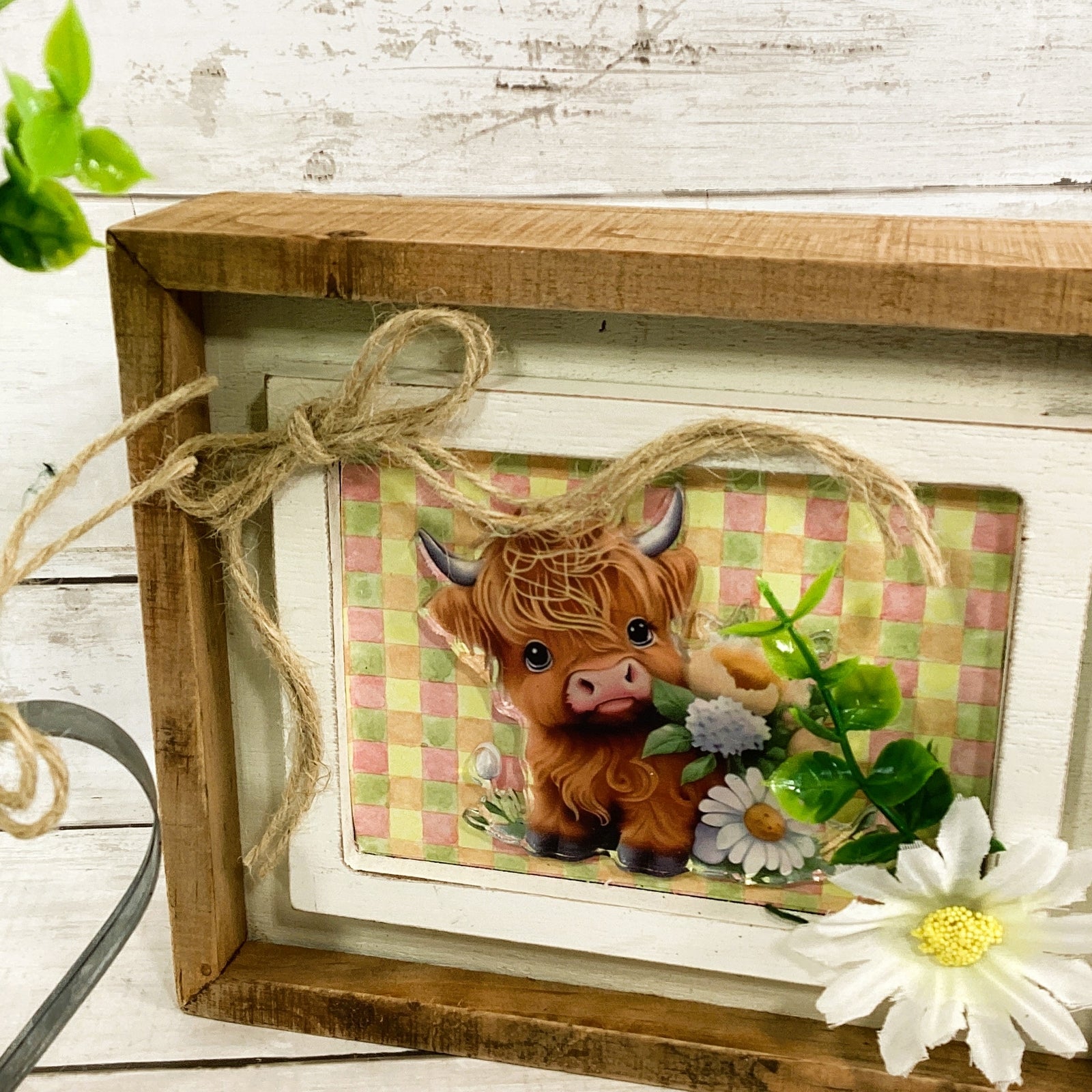 AGD Spring Decor - Daisy Sunshine Highland Cow Water Can Floral 2pc