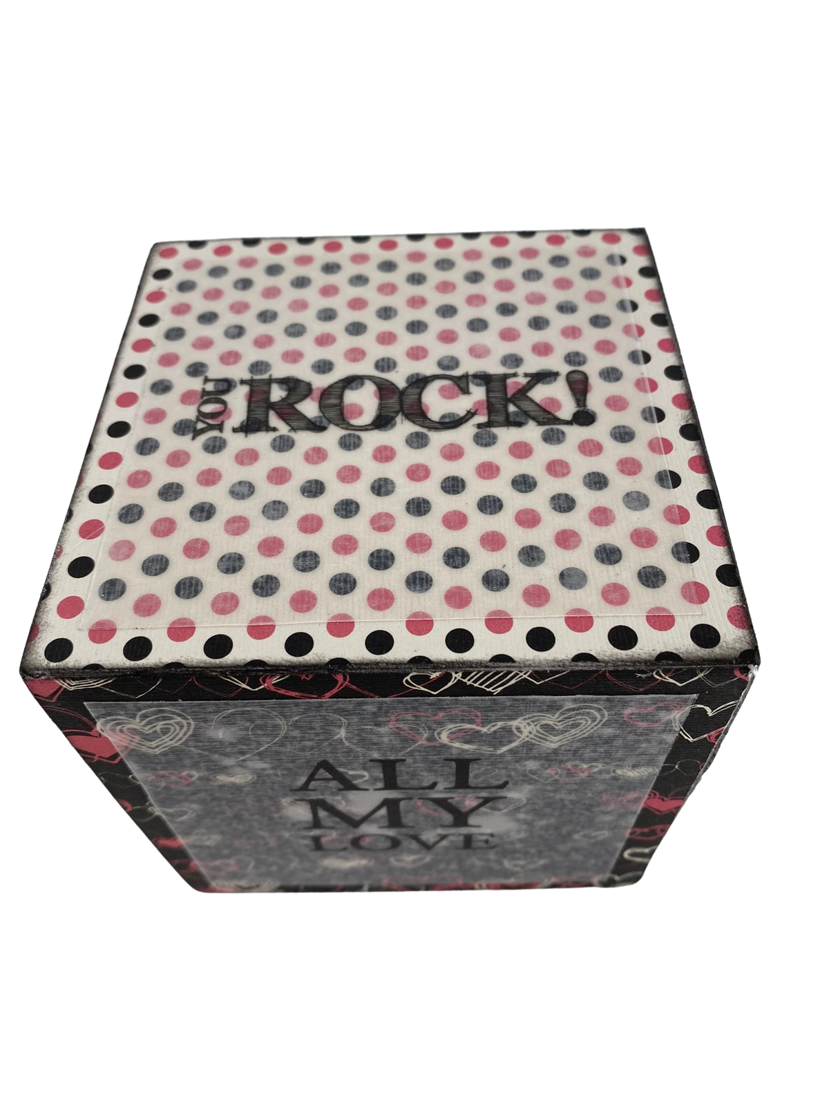 AGD Valentines Decor -  Pink White Black Love Sayings Wood Block