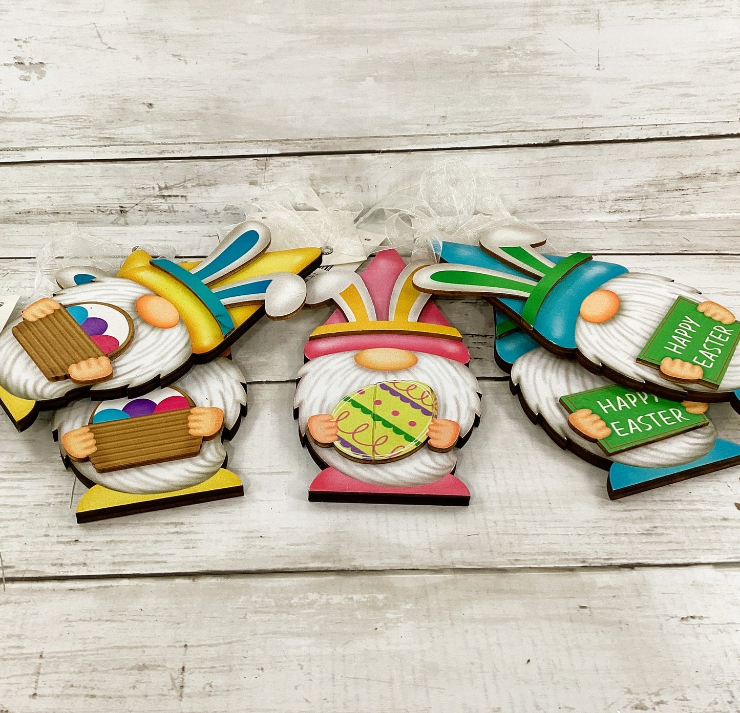 HL Easter Craft Decor - Spring Gnome Ornaments Sign 5pc Set