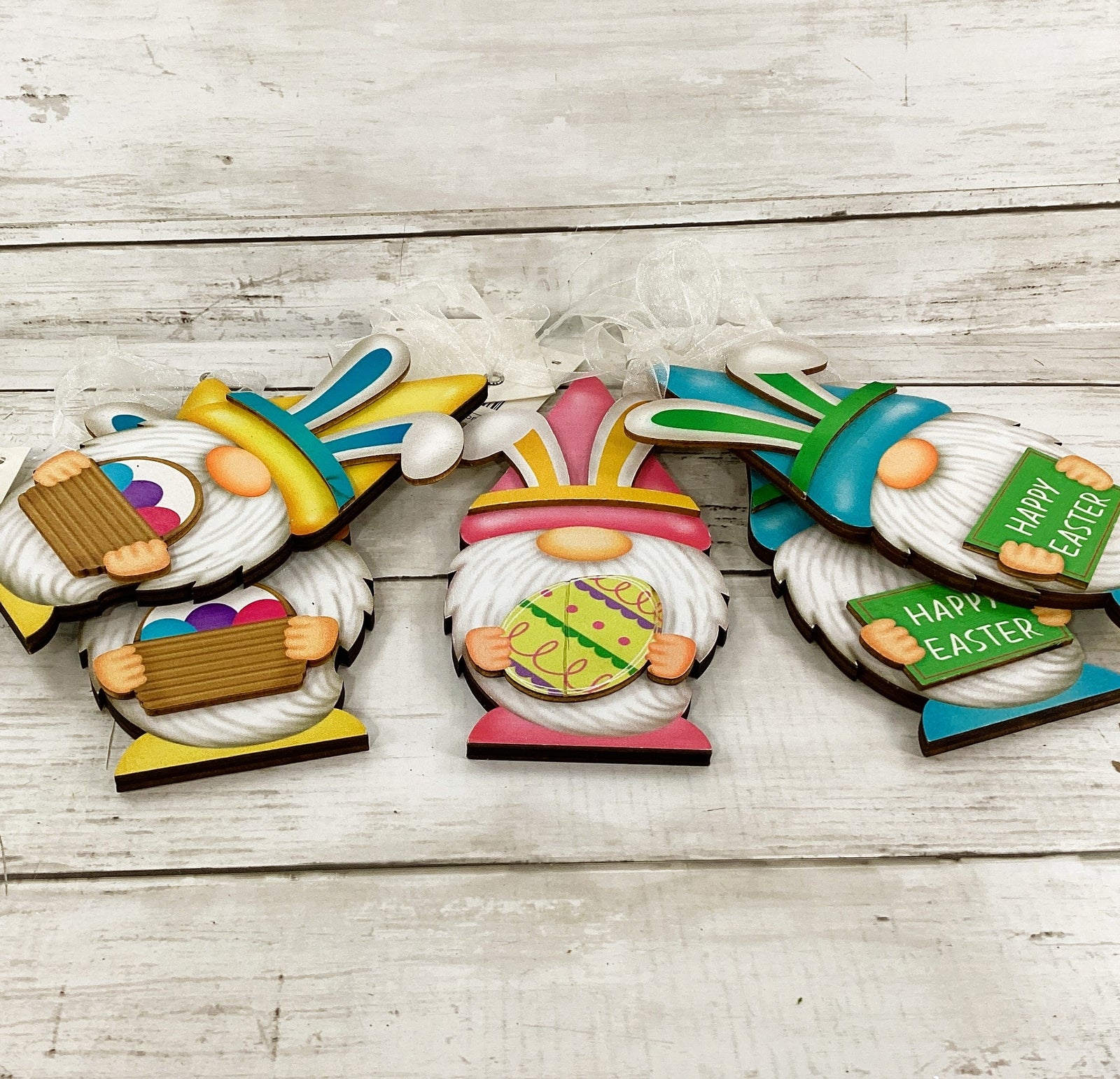 HL Easter Craft Decor - Spring Gnome Ornaments Sign 5pc Set