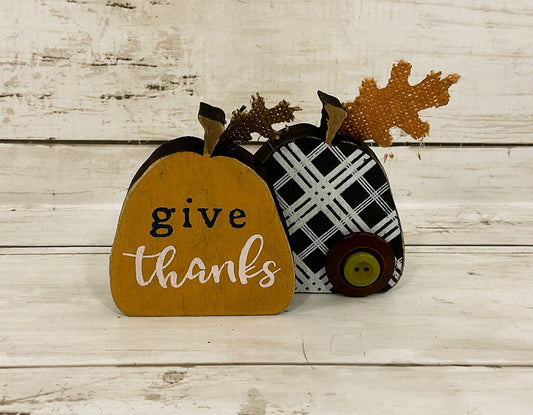 AGD Fall Decor - SMALL Give Thanks Pumpkin Sign
