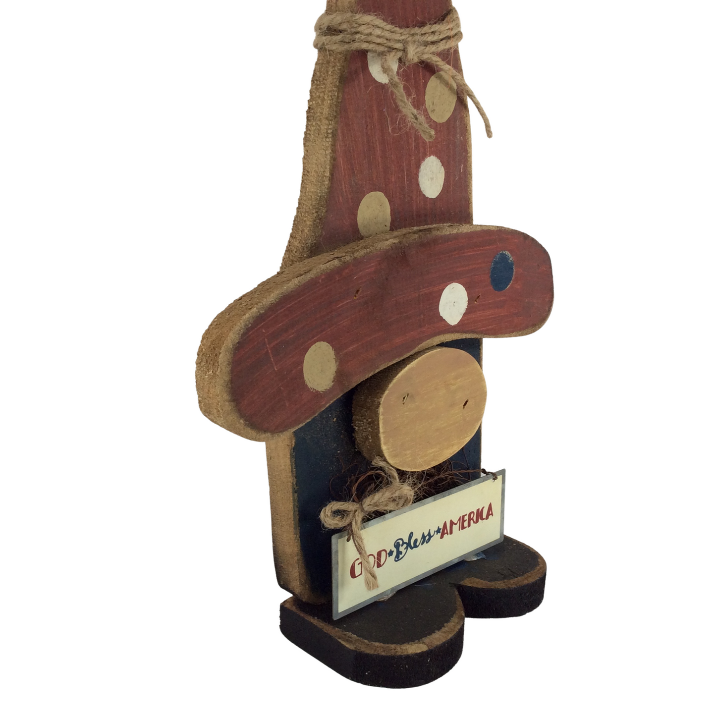 AGD Patriotic Decor - Primitive Chunky Wood Standing Gnome 15inch tall
