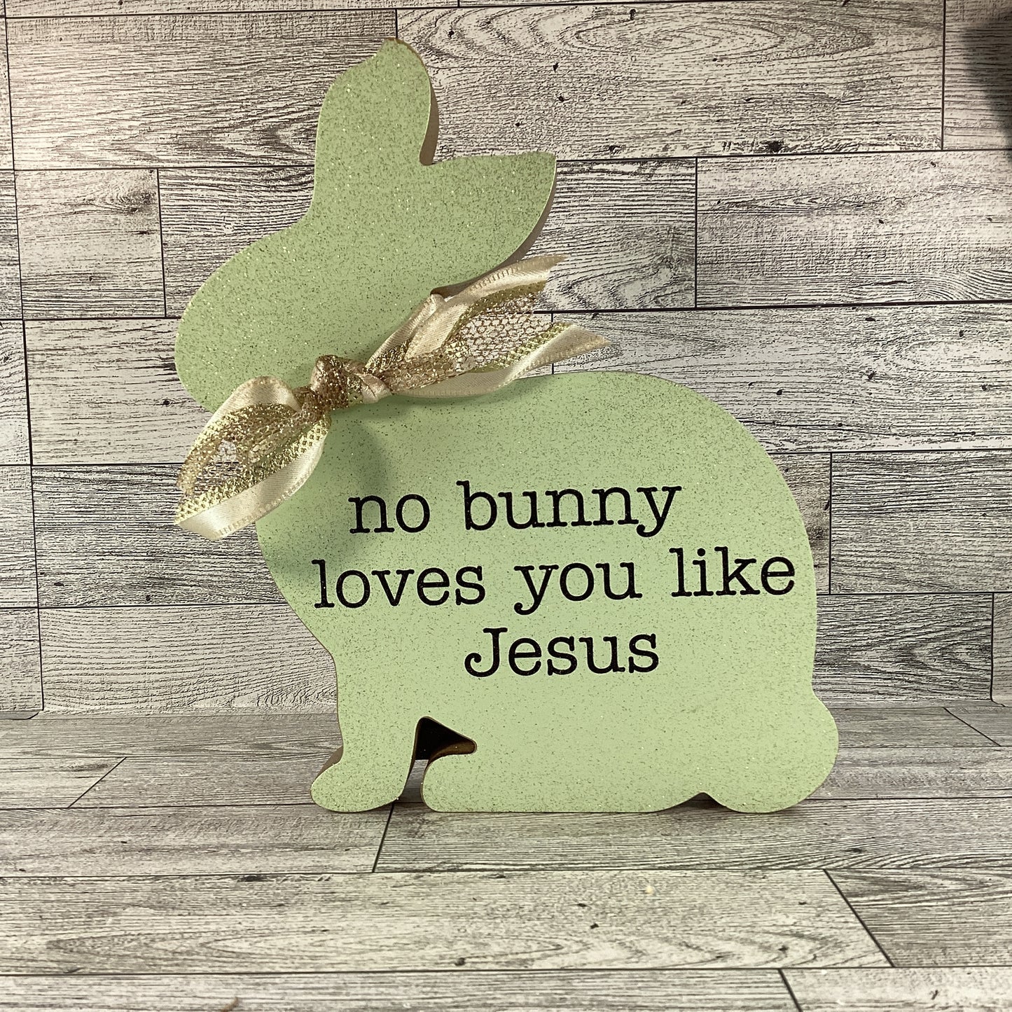 AGD Easter Decor - No Bunny Love You Like Jesus Chunky Rabbit Sitter
