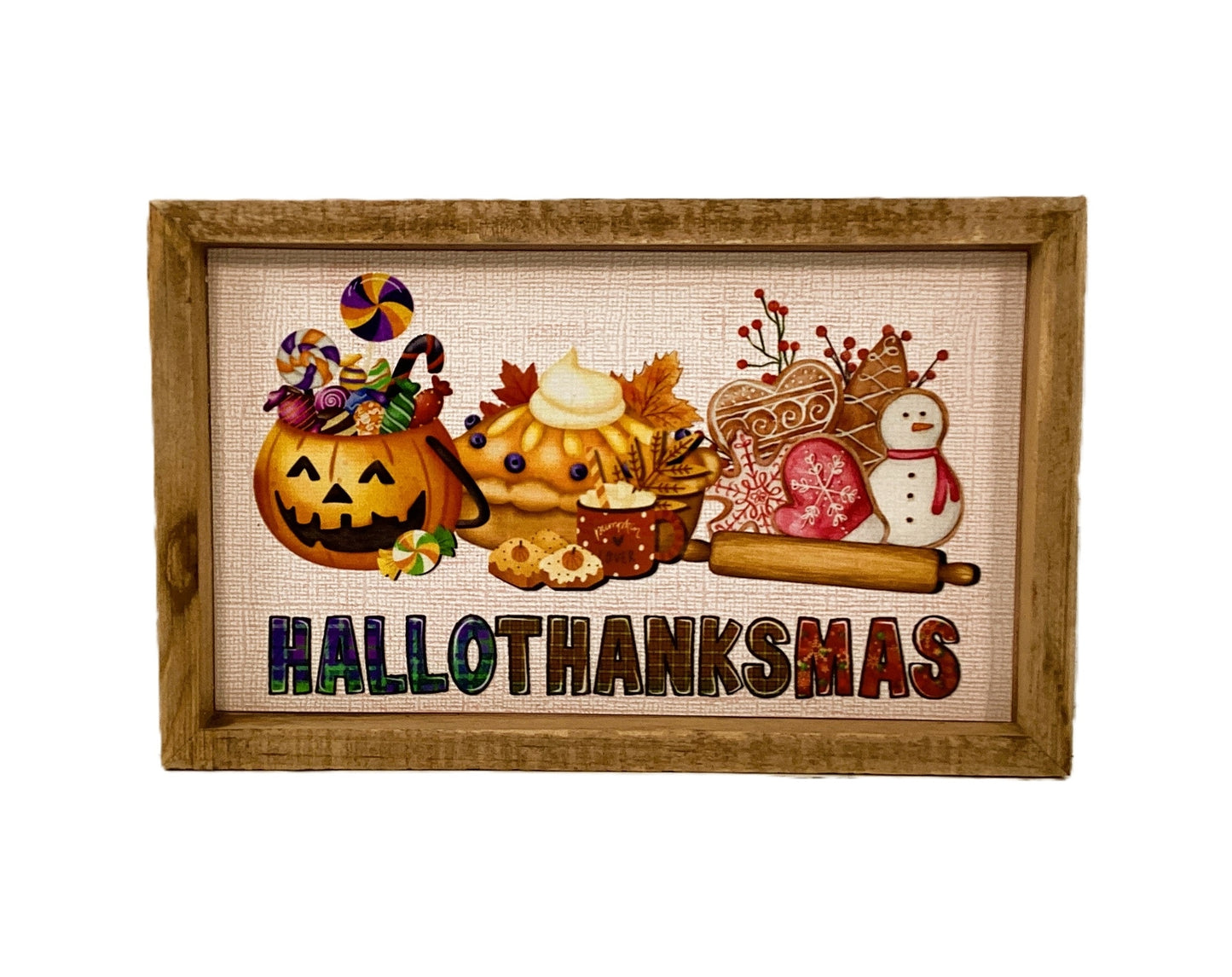 AGD Fall Decor - Multi Seasons Happy Hallothankmas Box Sign