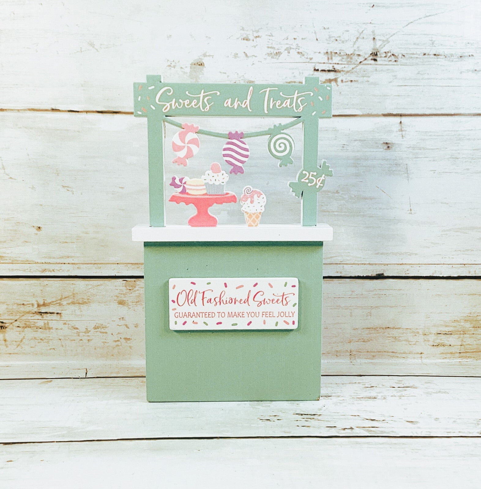 HL Christmas Decor - Small Village Wood Tabletop Tier Tray Booth