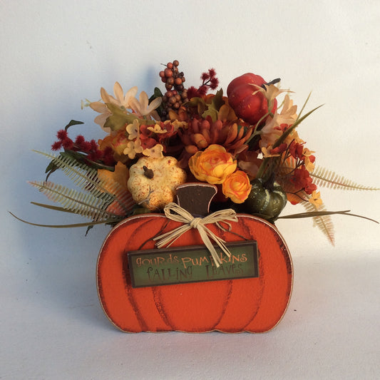 AGD Fall Decor - Harvest Leaves Pumpkin Artificial Floral Display