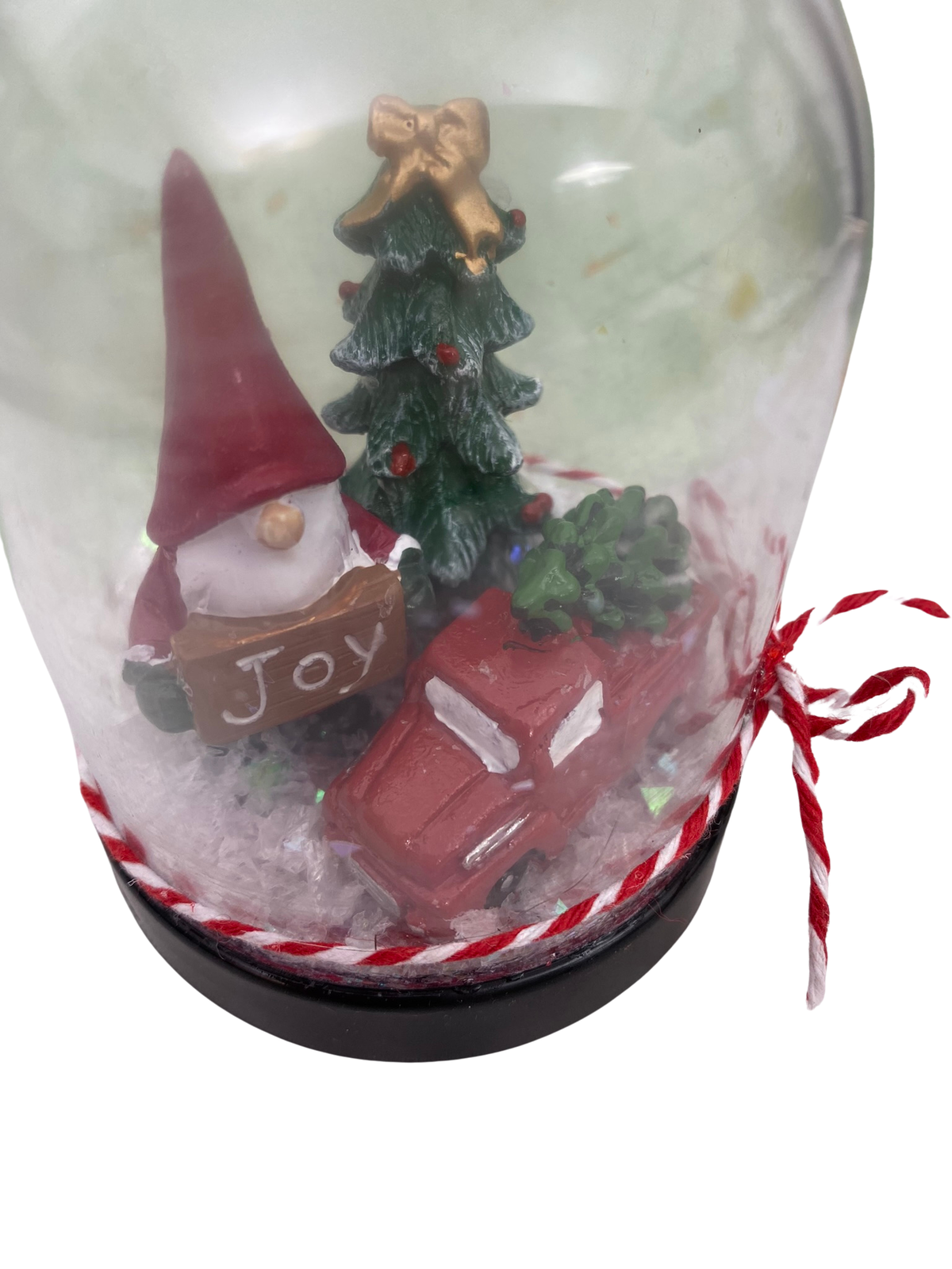 AGD Christmas Decor - Let it Snome Resin Santa Gnome Cloche Small Dome