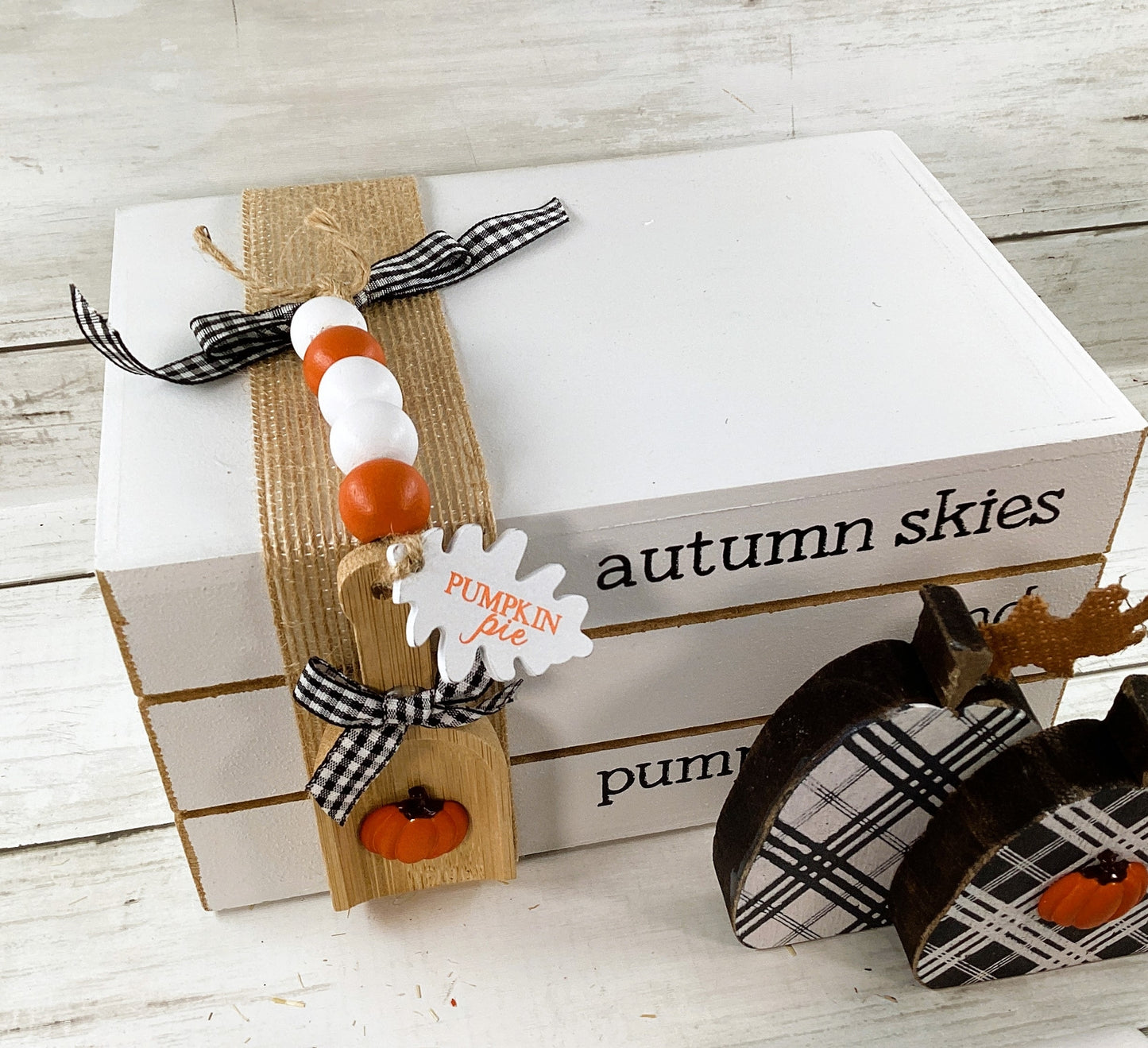 AGD Fall Decor - Autumn Skies Pumpkin Pies Stacked Book Tabletop Sitter