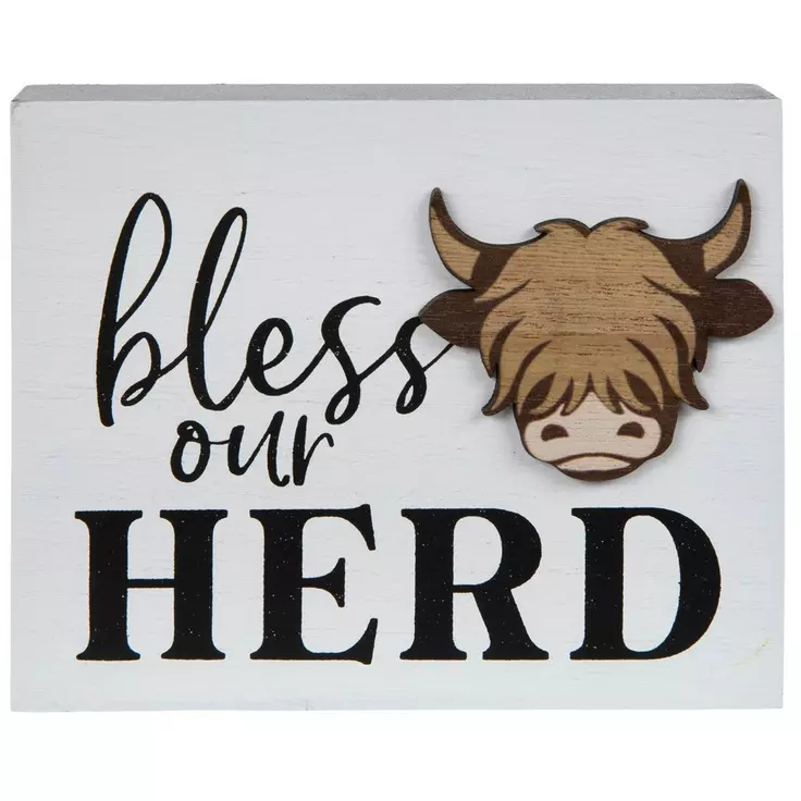 HL Spring Decor - Blessed Our Herd Highland Cow Box Sign