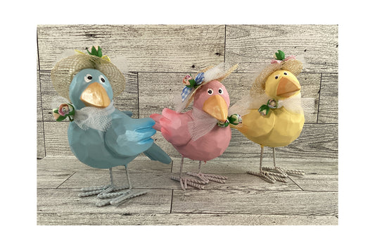 AGD Easter Decor - Spring Pastel Judgemental Crows with Hats 3pc