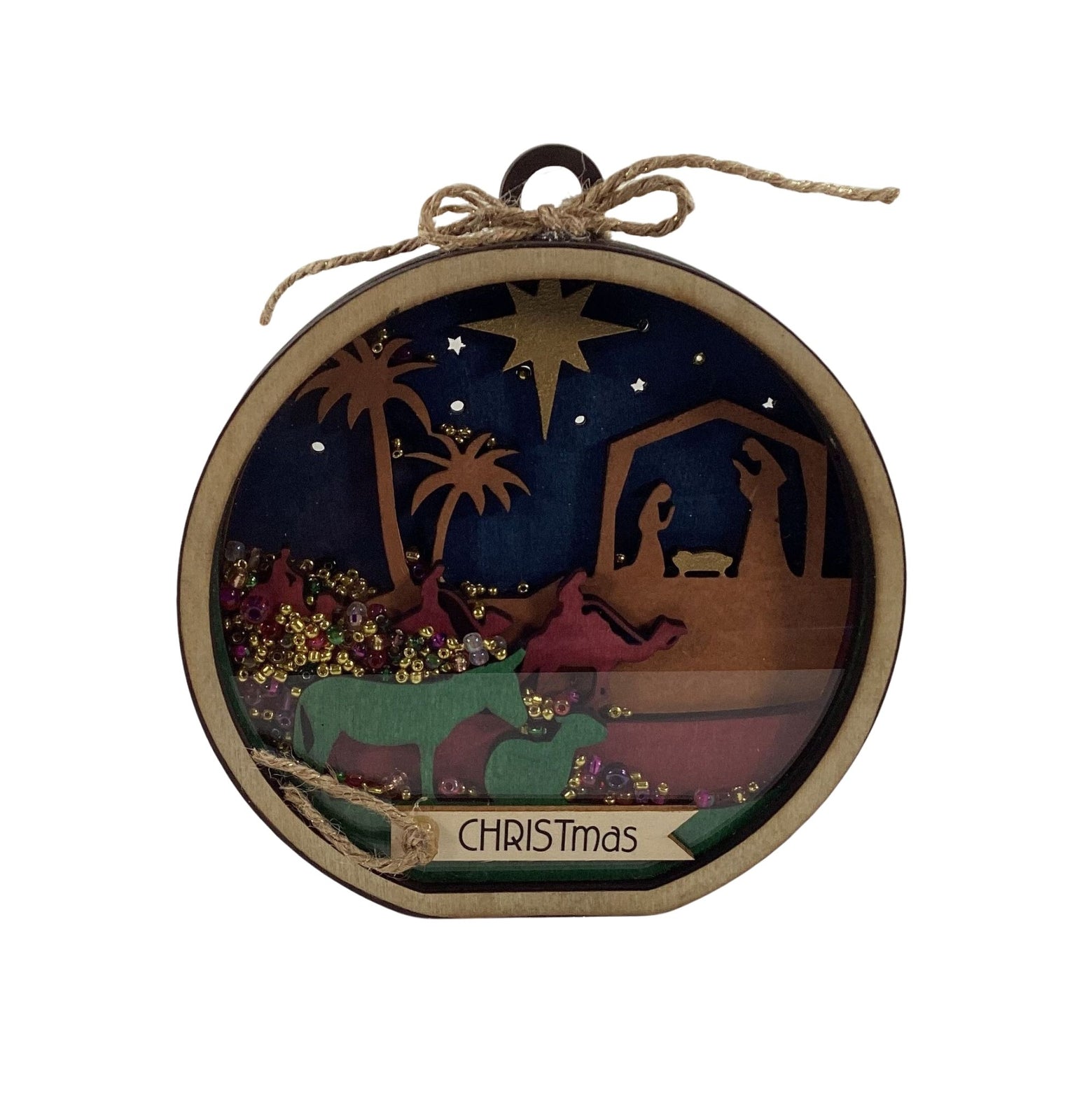 AGD Christmas Decor -  Nativity Layered Scene Chunky Wood Shaker