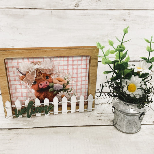 AGD Spring Decor - Daisy Sunshine Highland Cow Milk Can Floral 2pc