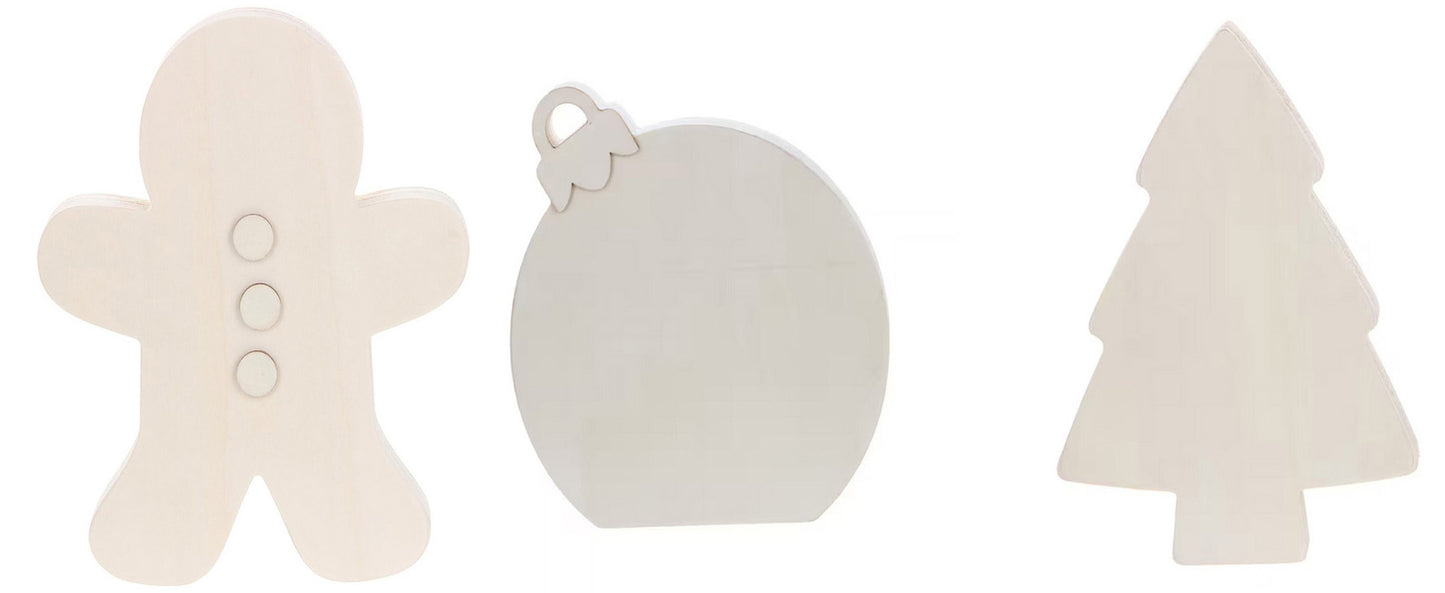 Ashland Christmas Craft Supply - Unfinished DIY Chunky Wood Icon Shapes